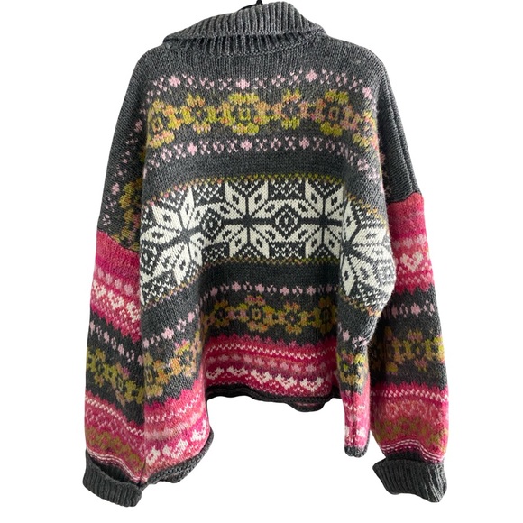 Free People NWT Snowdrift Cardigan Size XL Knit Colorful Drop Shoulder Pit 30 - Picture 8 of 13